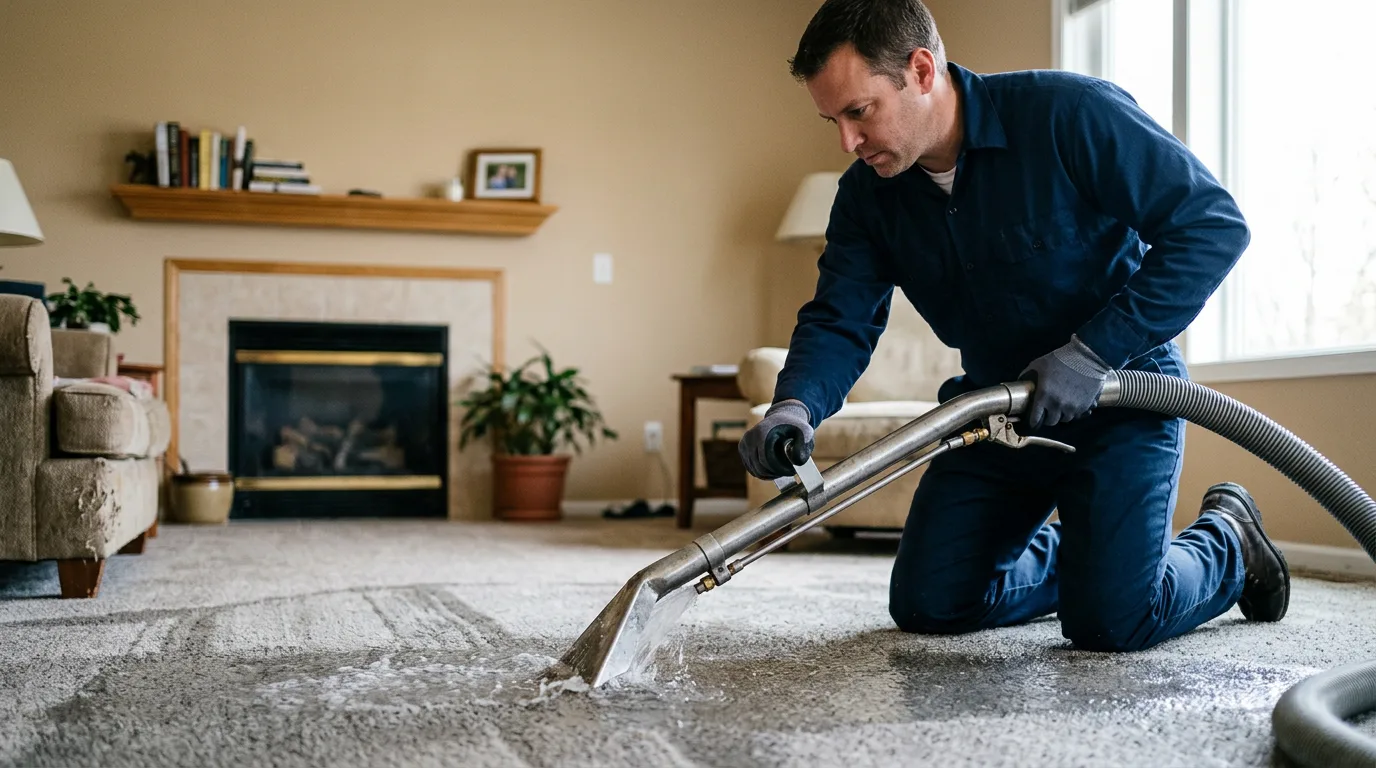 Water damage restoration technician working near Rugby, TN